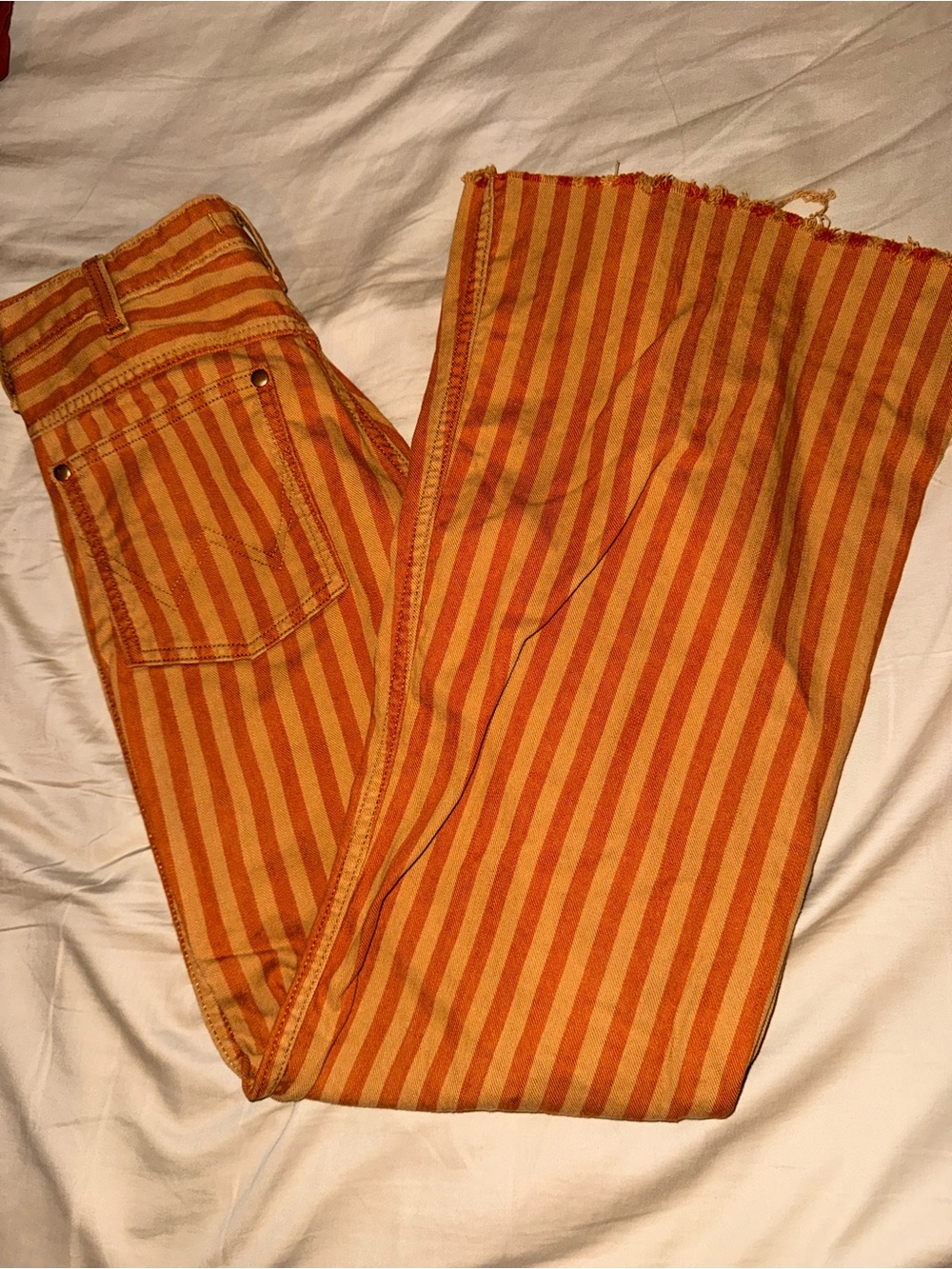 Wrangler Orange Striped Wide-Leg Jeans - Flared Hem
